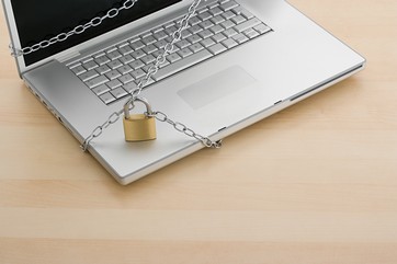 Chain and lock on laptop